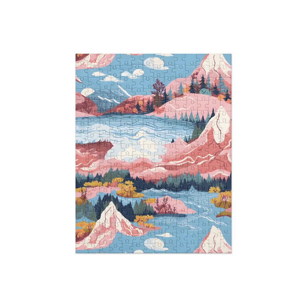 Fantastical Mountain Lake 
 Jigsaw Puzzle in Tin Box