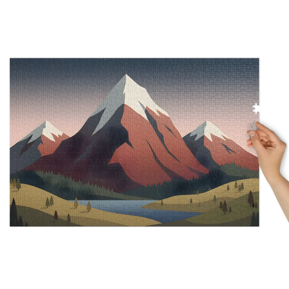 Lago Montanhoso Estrelado 
 Puzzle em caixa de metal