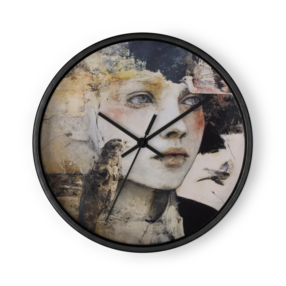 Ragazza con Uccelli | Orologio da parete
