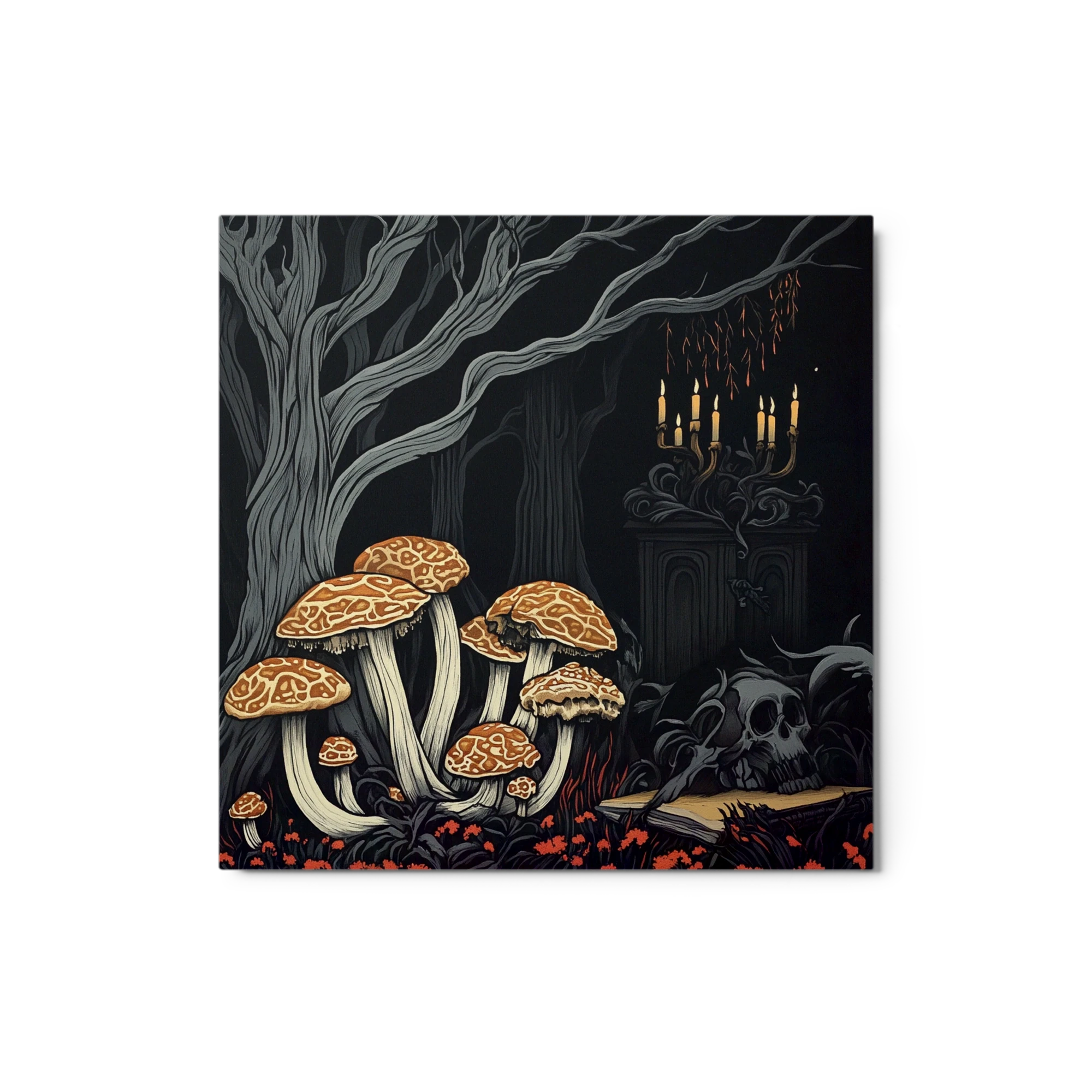 Eerie Mushrooms and Skull Design