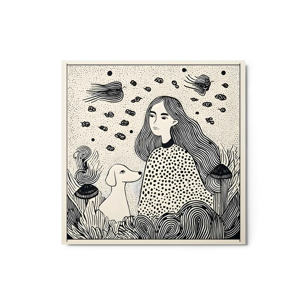 Girl and Dog in Whimsical Forest | Art Print
