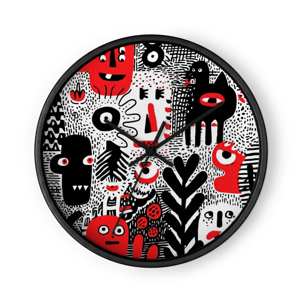 Red Monster Collage | Wall Clock