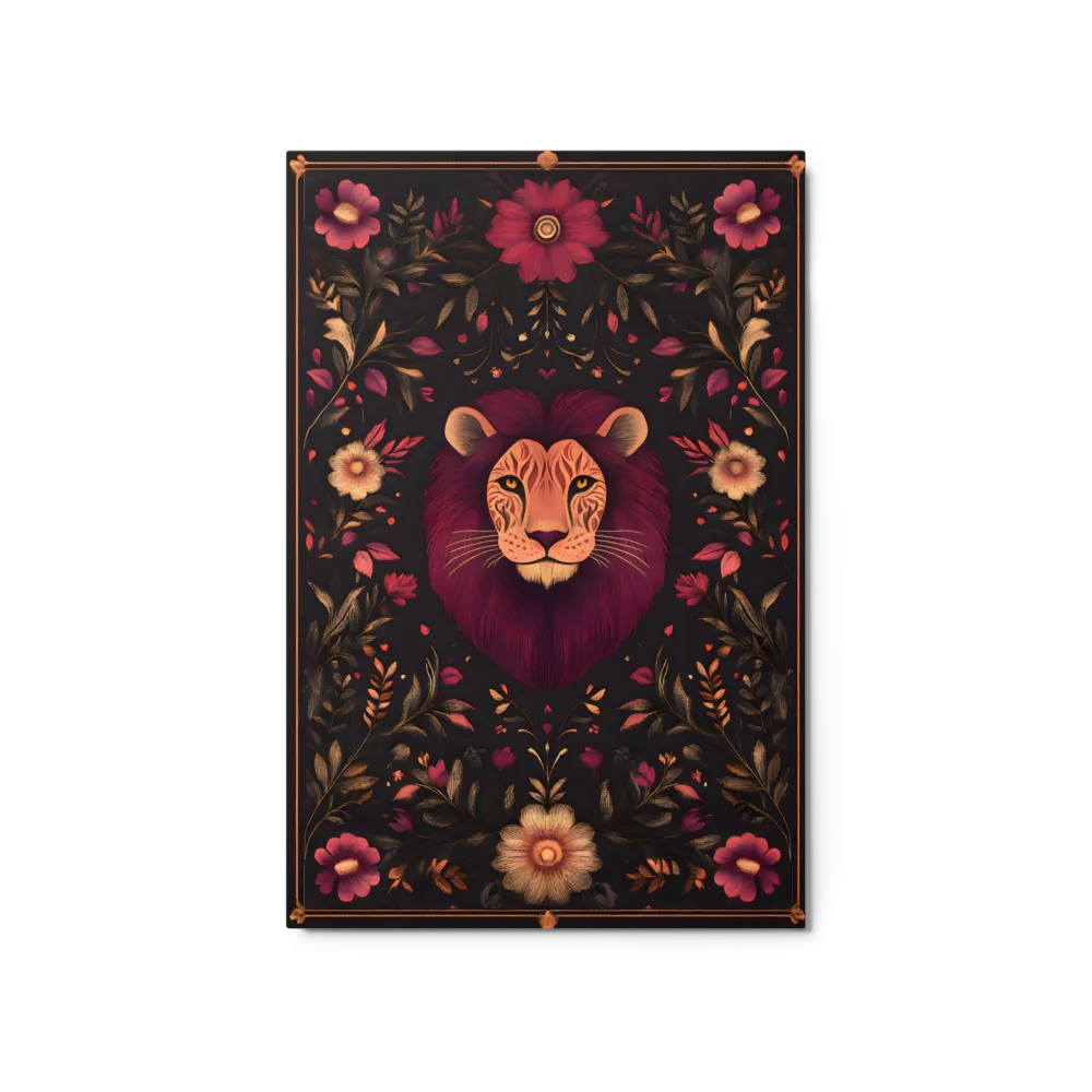Illustrated Lion Surrounded by Flowers