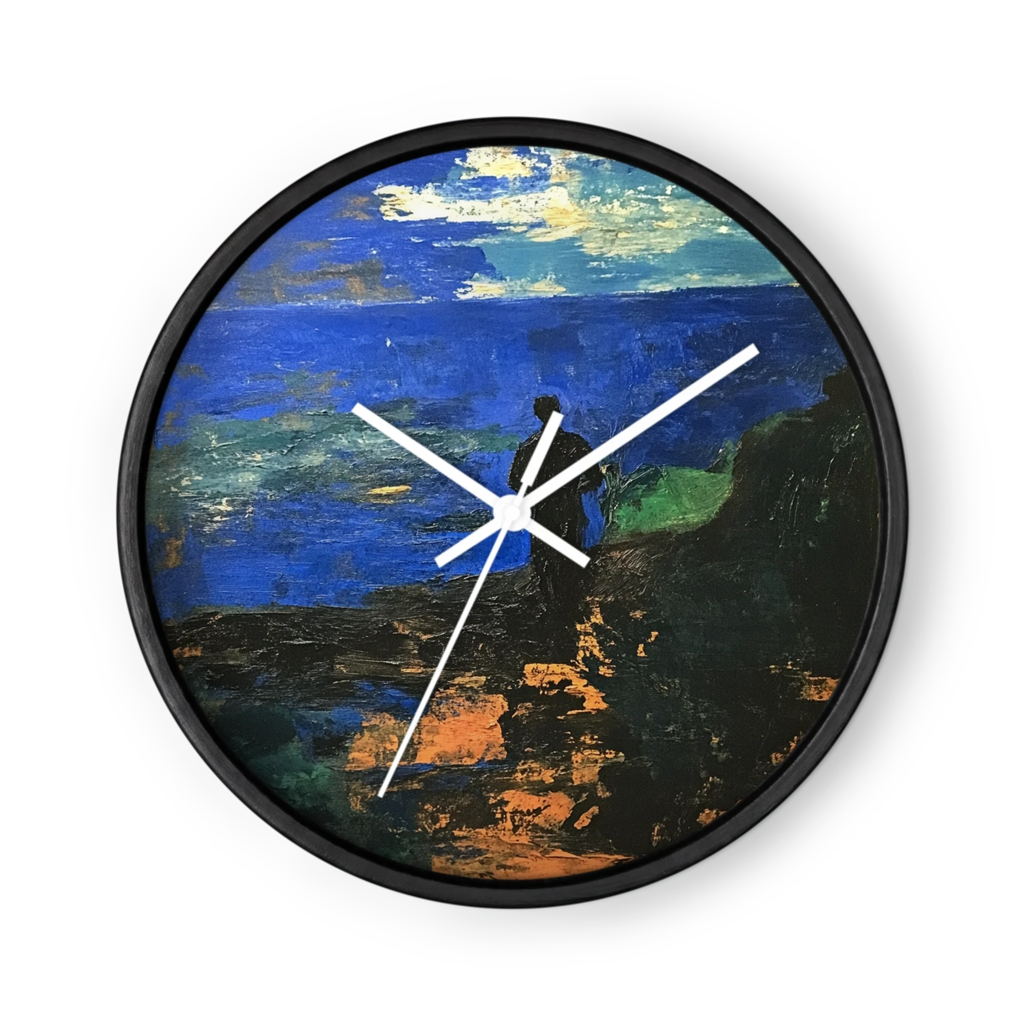 Nocturnal Glass Reflections Clocks — Cobalt Night, Amber Windows
