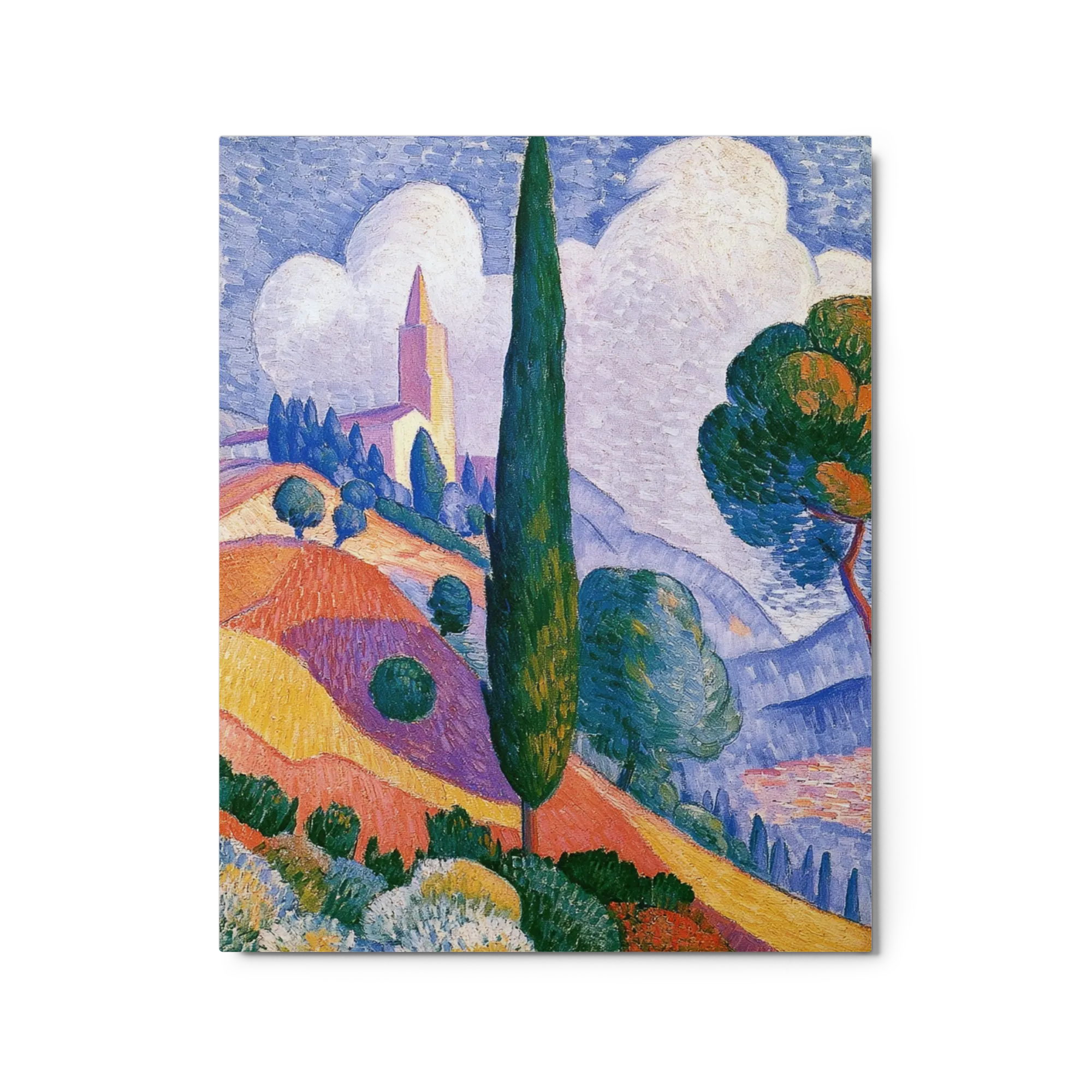 The Tall Cypress 
 Canvas with White Frame