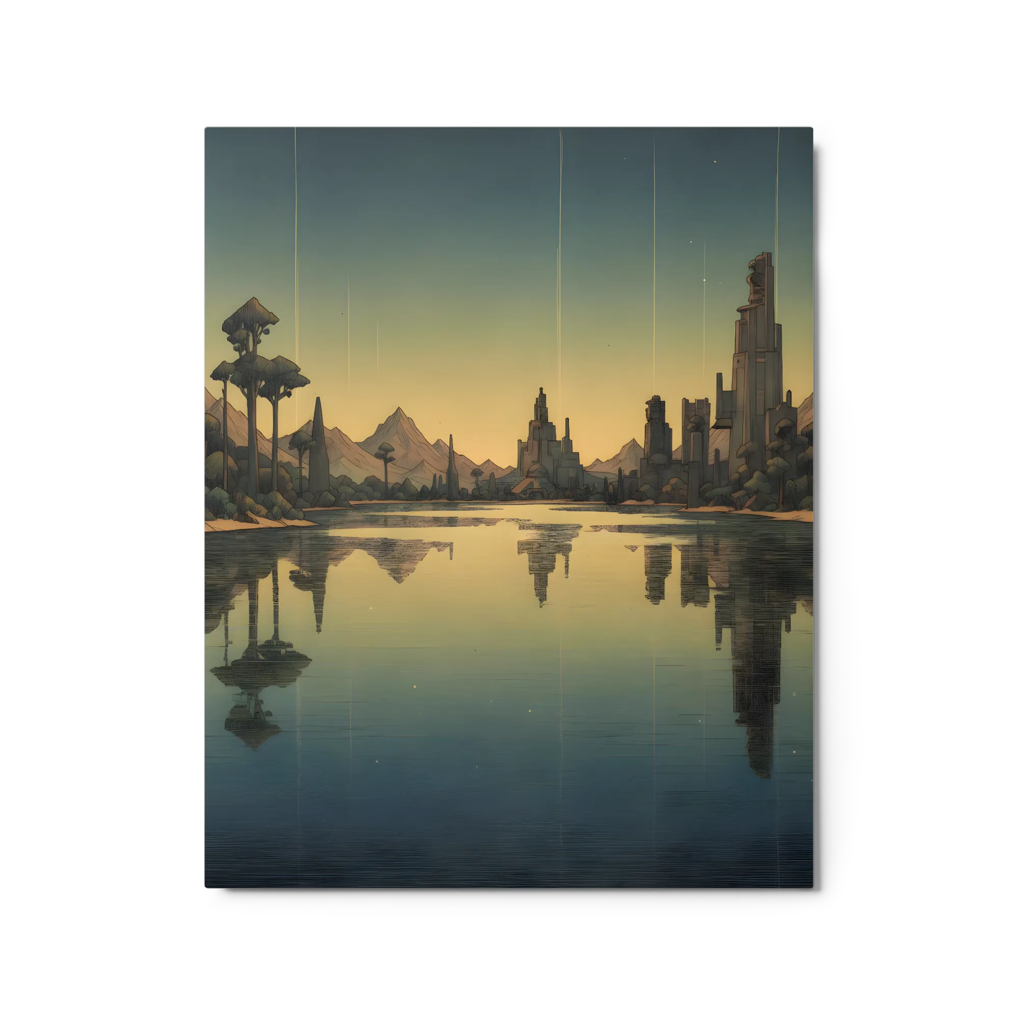Dawn of the Metropolis 
 Canvas with Brown Frame