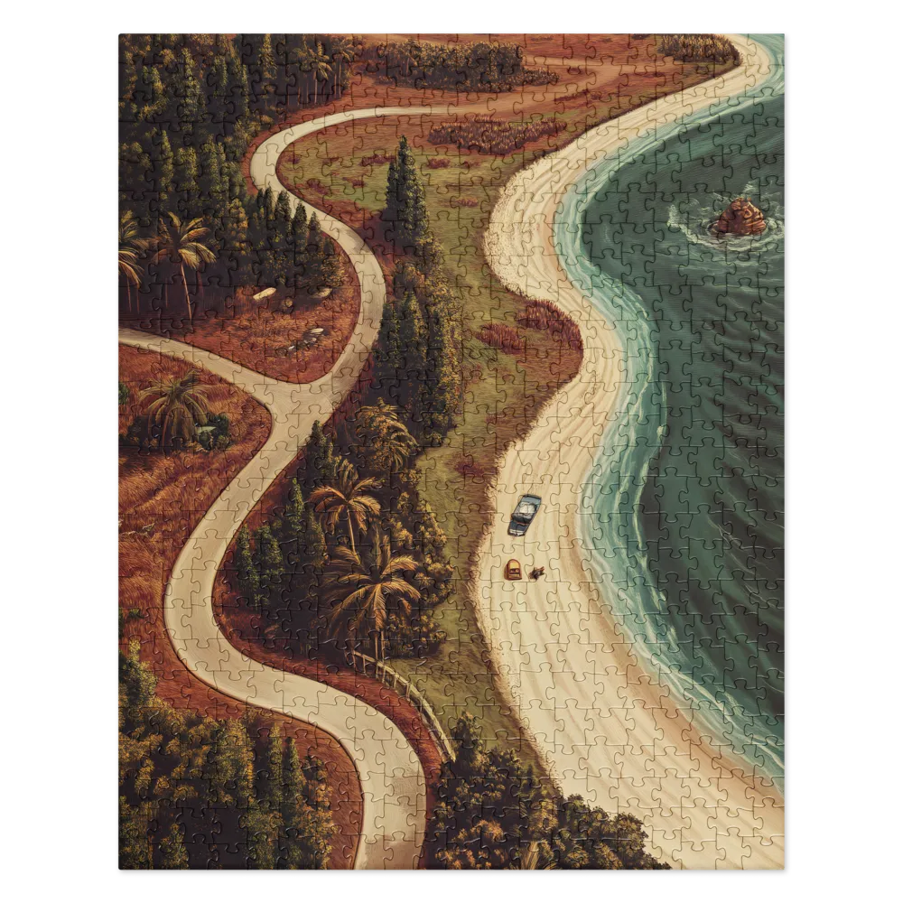Winding Coastal Journey 
 Jigsaw Puzzle in Tin Box