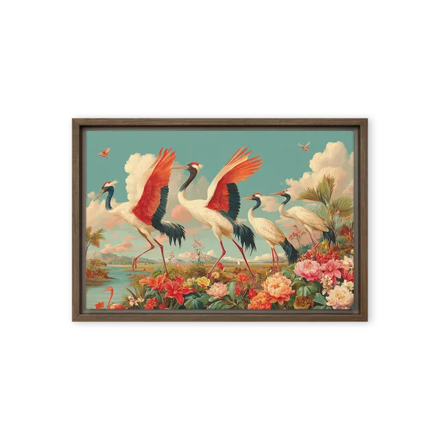 Cranes in the Peony Garden | Art Print