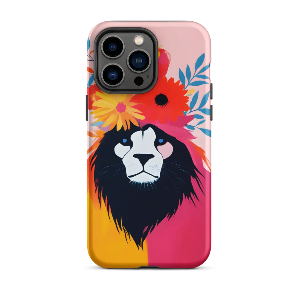 Stylized Lion with Flower Crown | Phone Case