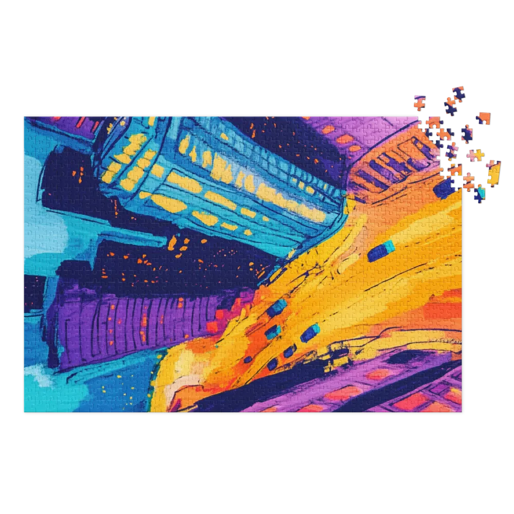 Vibrant Cityscape in Acrylic
