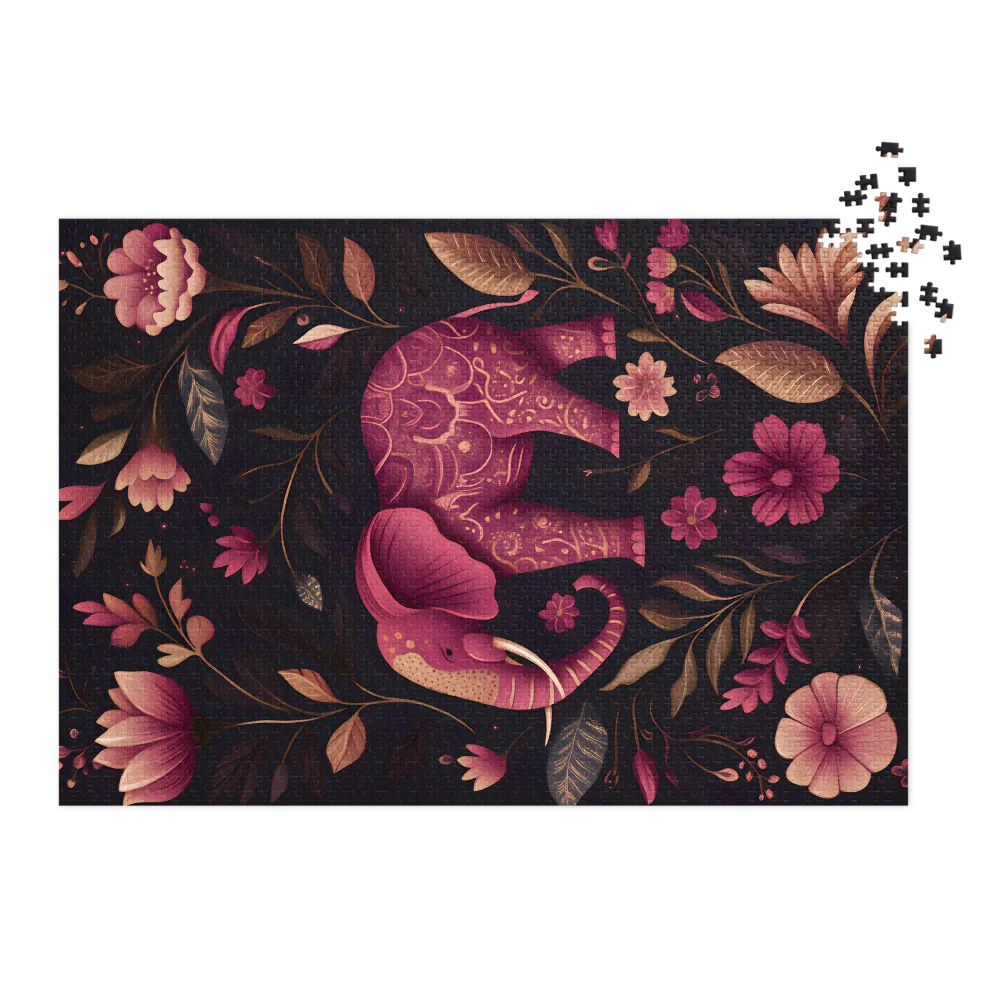 Ornamental Elephant 
 Jigsaw Puzzle in Tin Box