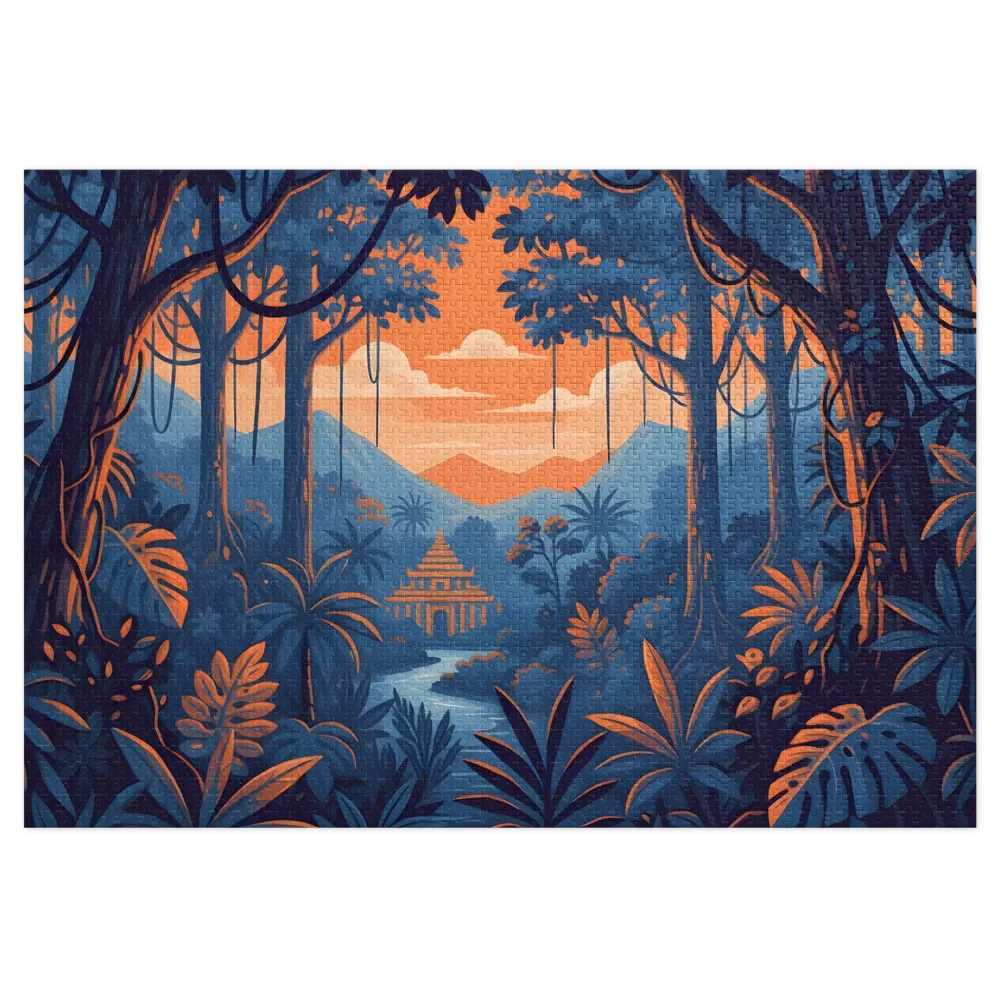 Jungle Pagoda Sunset | Jigsaw Puzzles