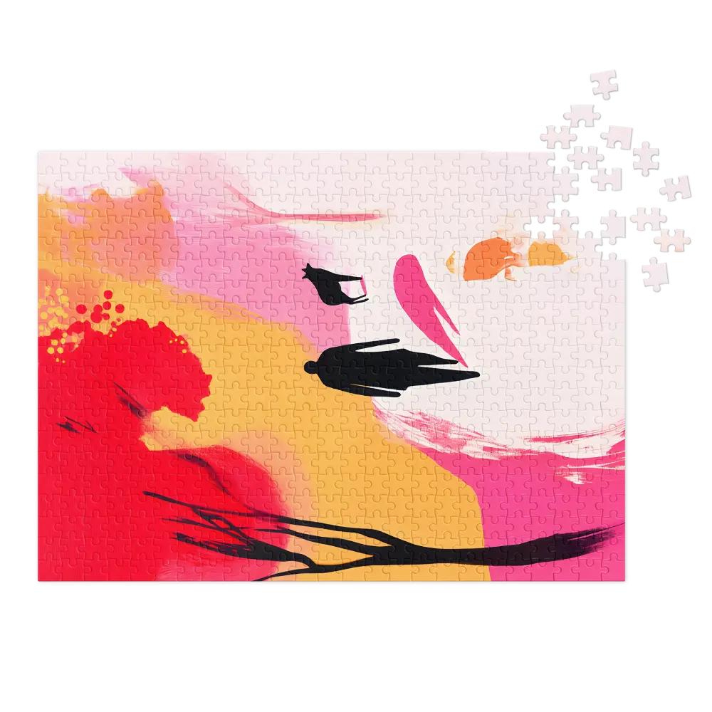 Colorful Silhouettes Walk 
 Jigsaw Puzzle in Tin Box