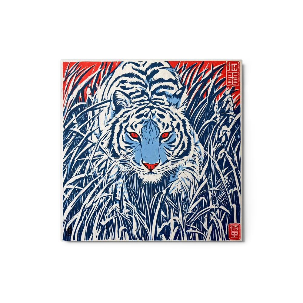 White Tiger in Grass | Art Print