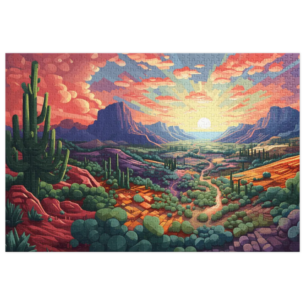 Cactus Valley Sunset 
 Jigsaw Puzzle in Tin Box