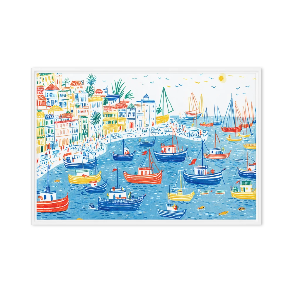 Mediterranean Coastal Harbor | Art Print