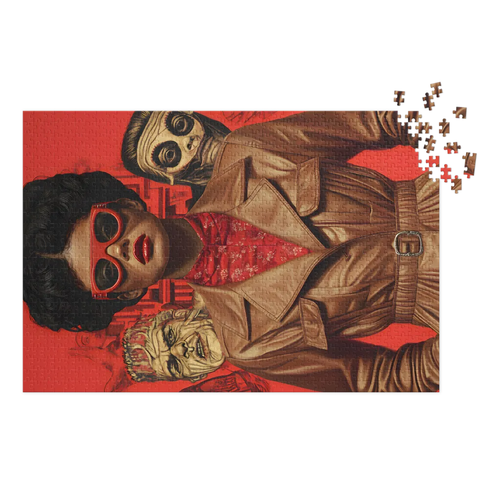 Stylish Woman Portrait with Monsters
