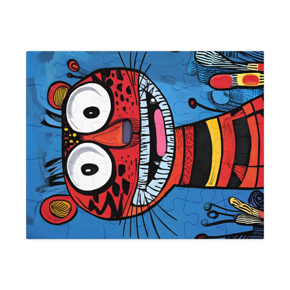 Whimsical Blue Tiger 
 Jigsaw Puzzle in Tin Box