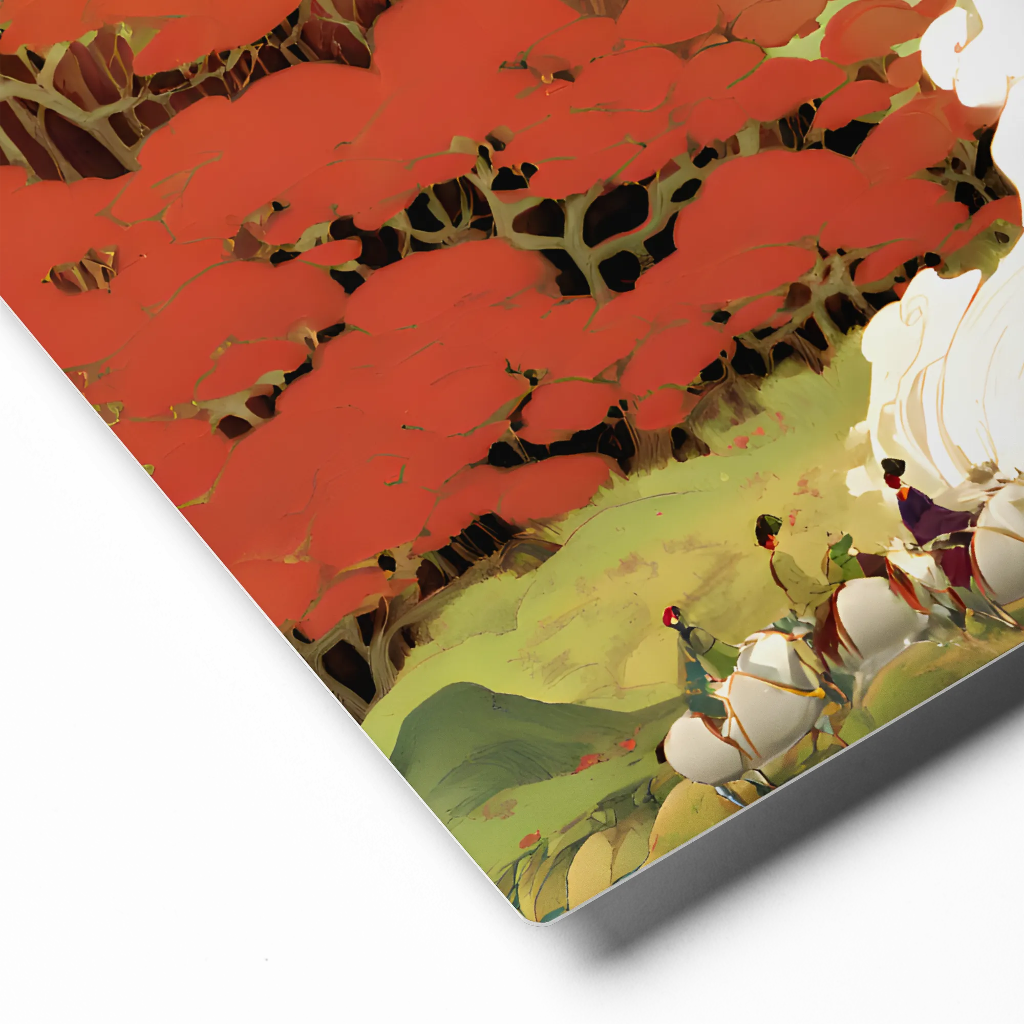 Crimson Forest Journey 
 Canvas with Black Frame