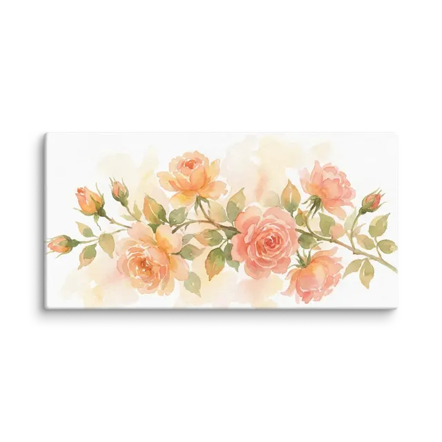 Watercolor Peach Roses | Art Print