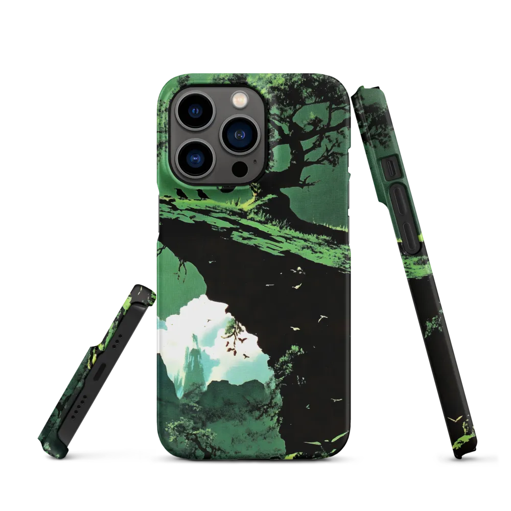 Surreal Green Landscape with Tree and Birds | Phone Case