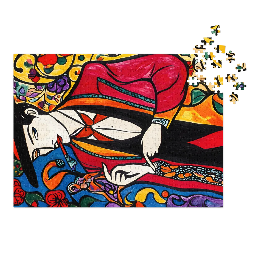 Stylish Male Figure with Floral Motifs