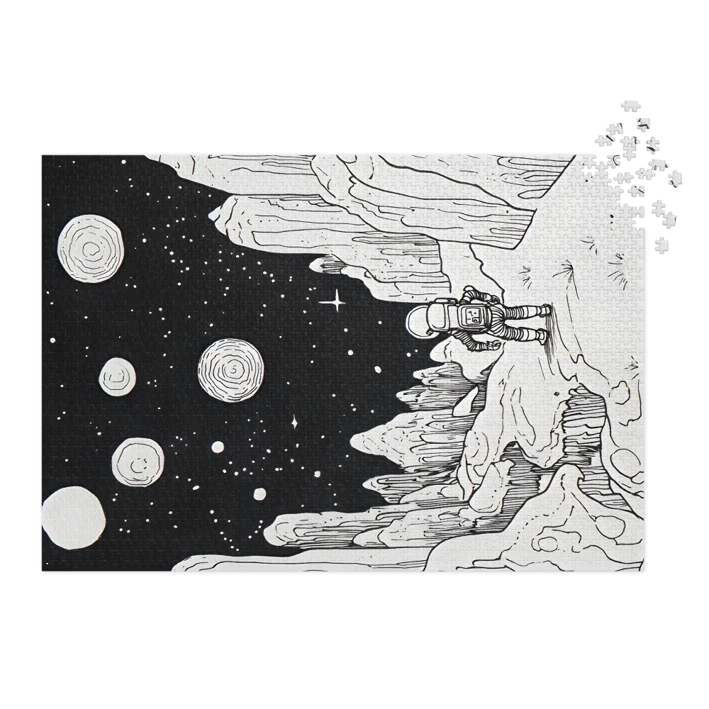 Astronaut in Rocky Alien Landscape