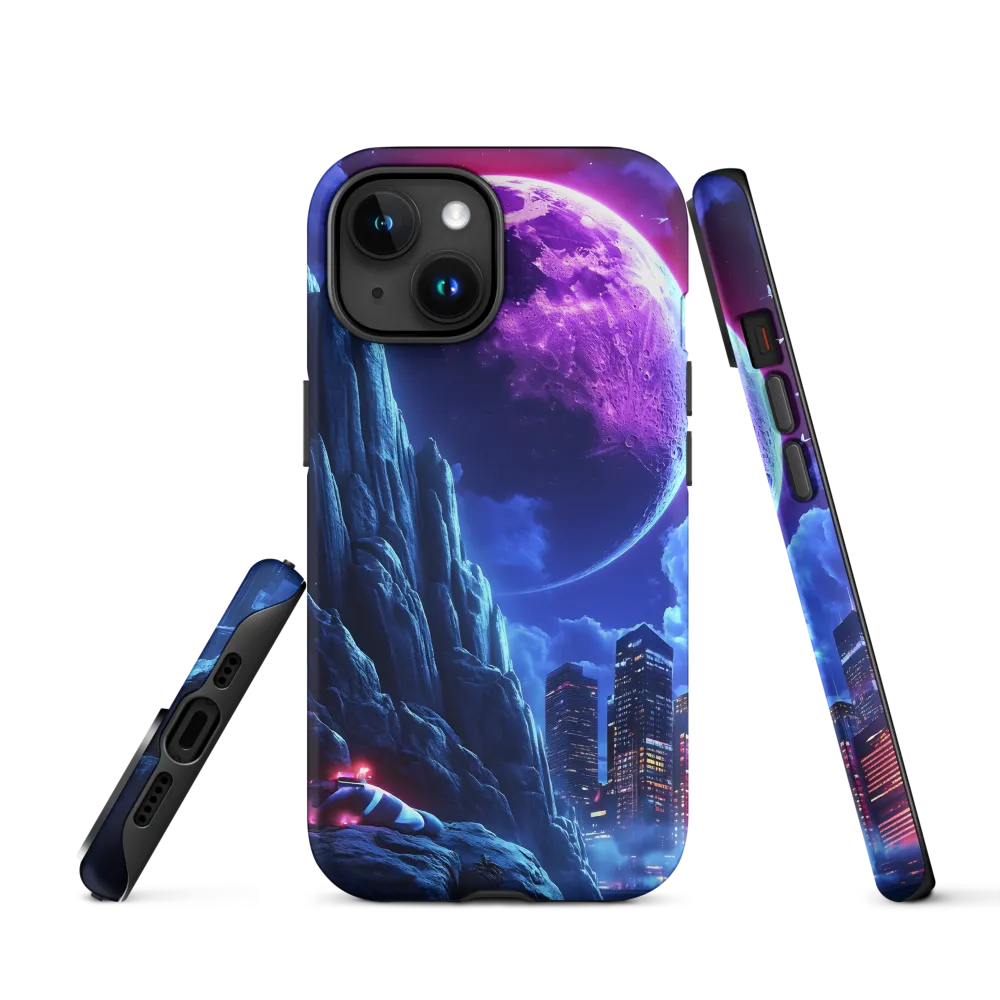 Surreal Cityscape with Purple Moon | Phone Case