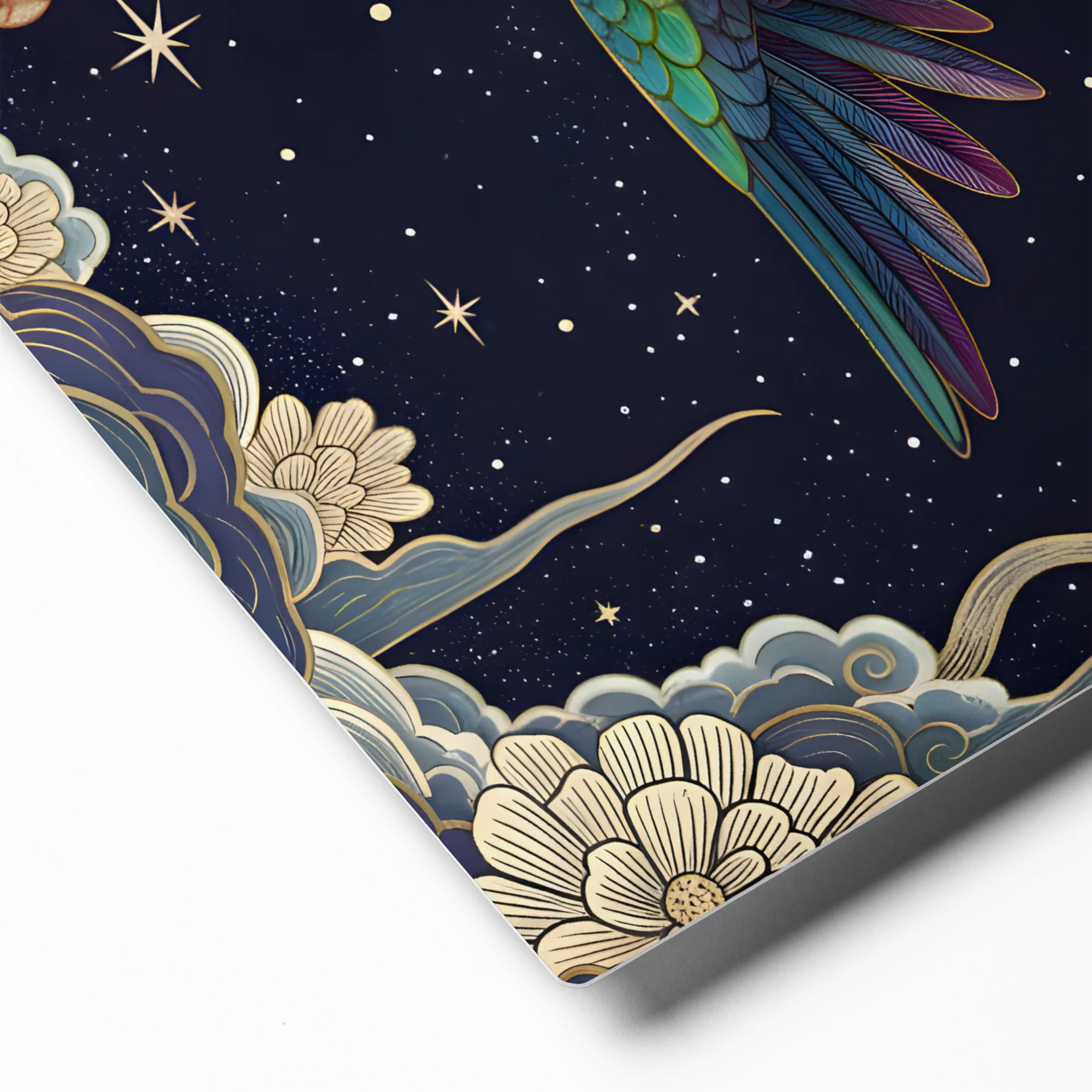 Celestial Hummingbird Flight 
 Poster with White Frame | 12″x 16″