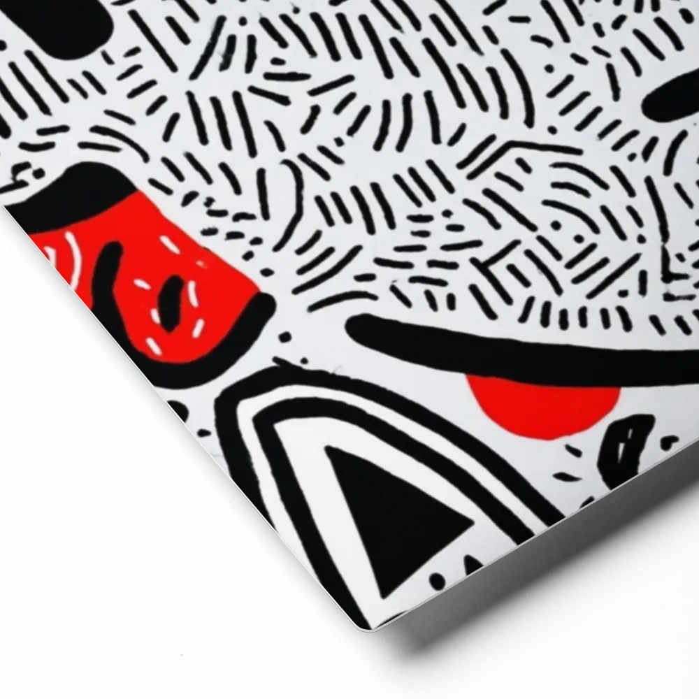 Doodled Portrait in Black, White, and Red | Art Print