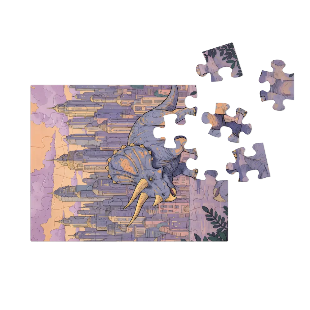 Urban Triceratops 
 Jigsaw Puzzle in Tin Box