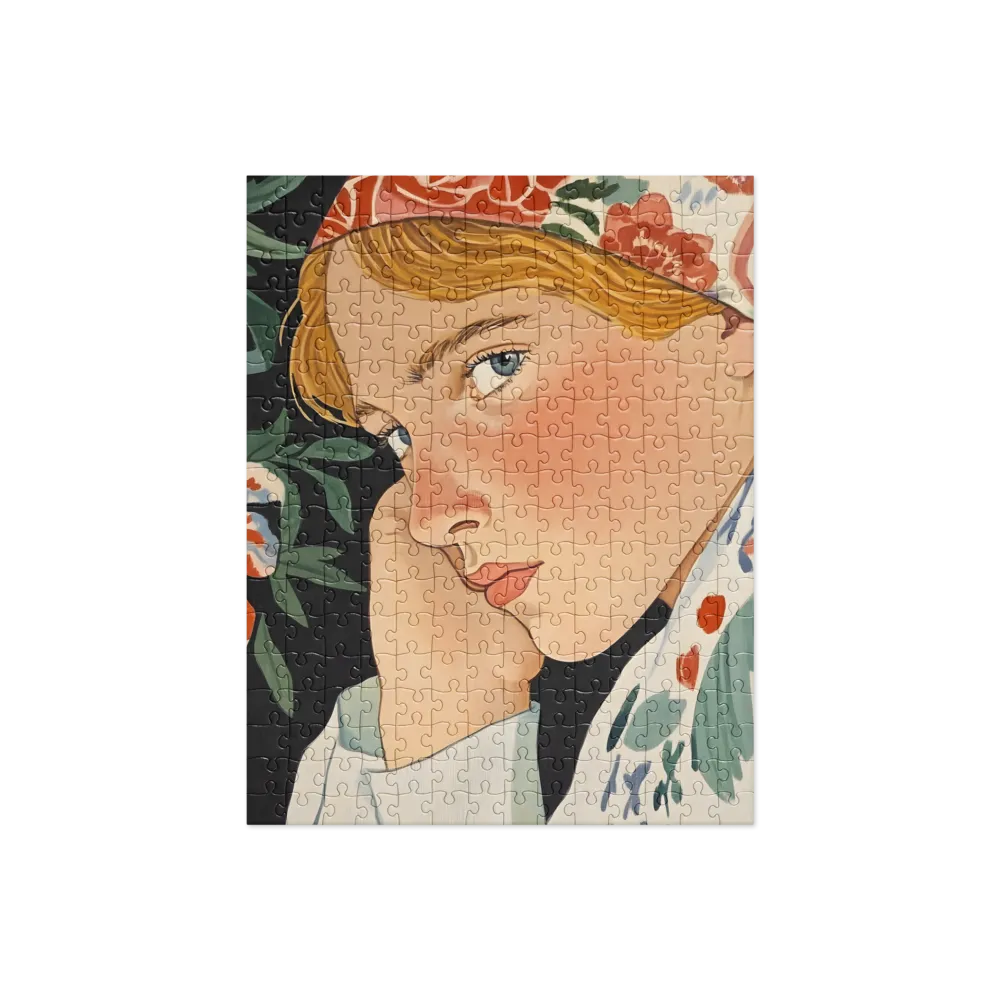 Pensive Woman Portrait 
 Jigsaw Puzzle in Tin Box