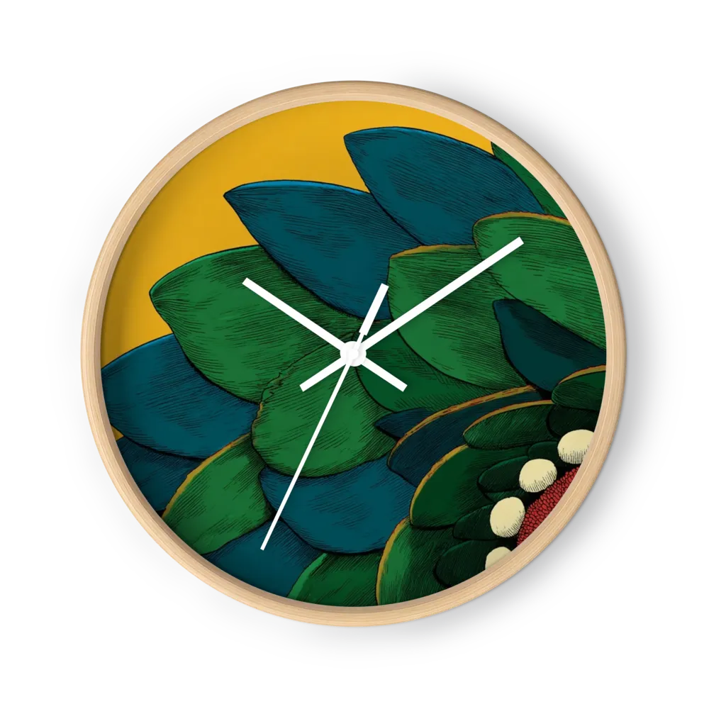 Teal and Green Bloom | Wall Clock