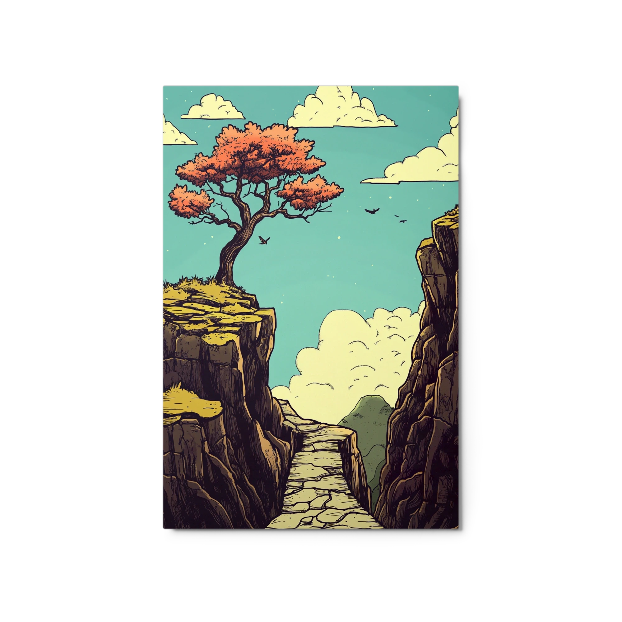 Solitary Tree on Rocky Cliff