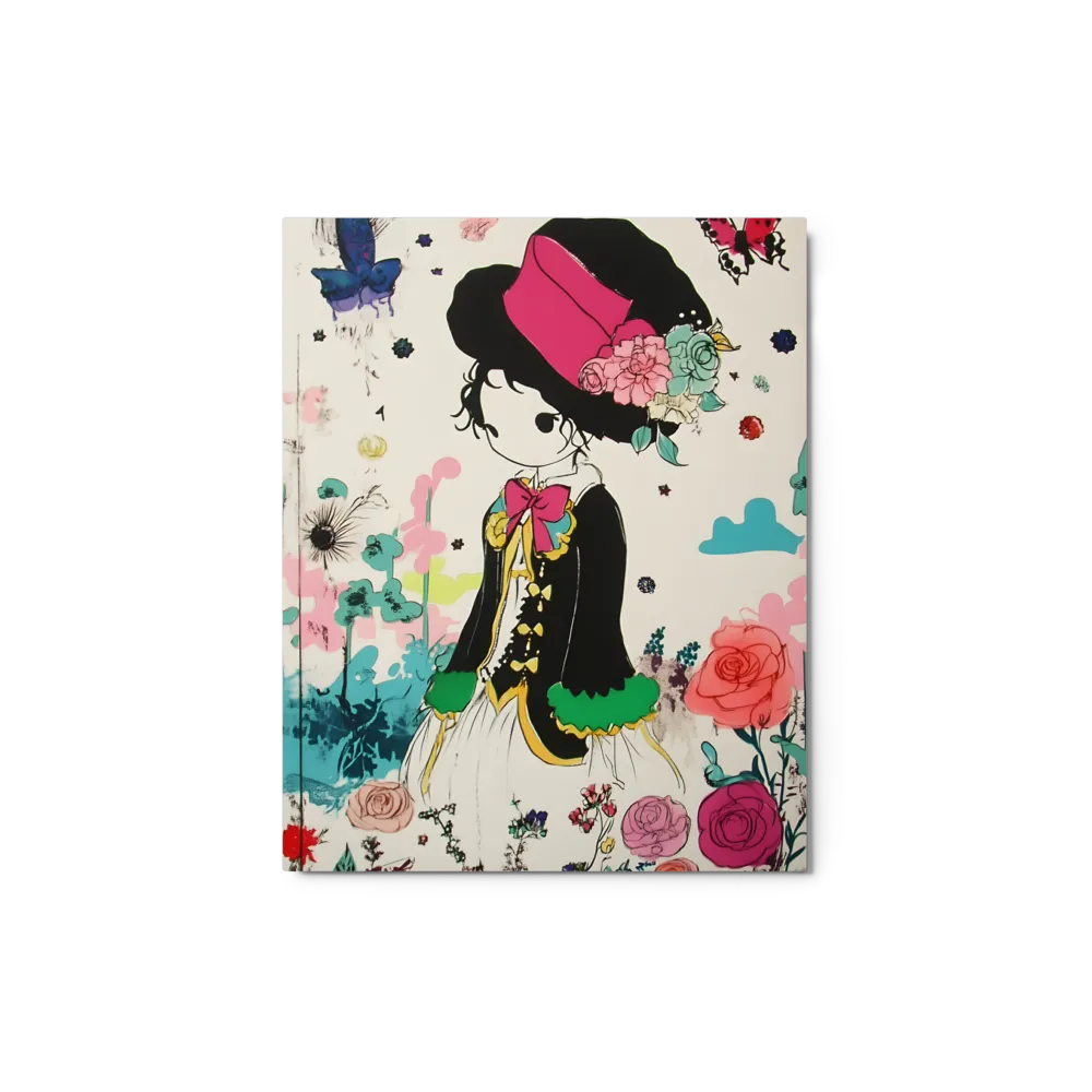 Girl with Pink Hat and Flowers