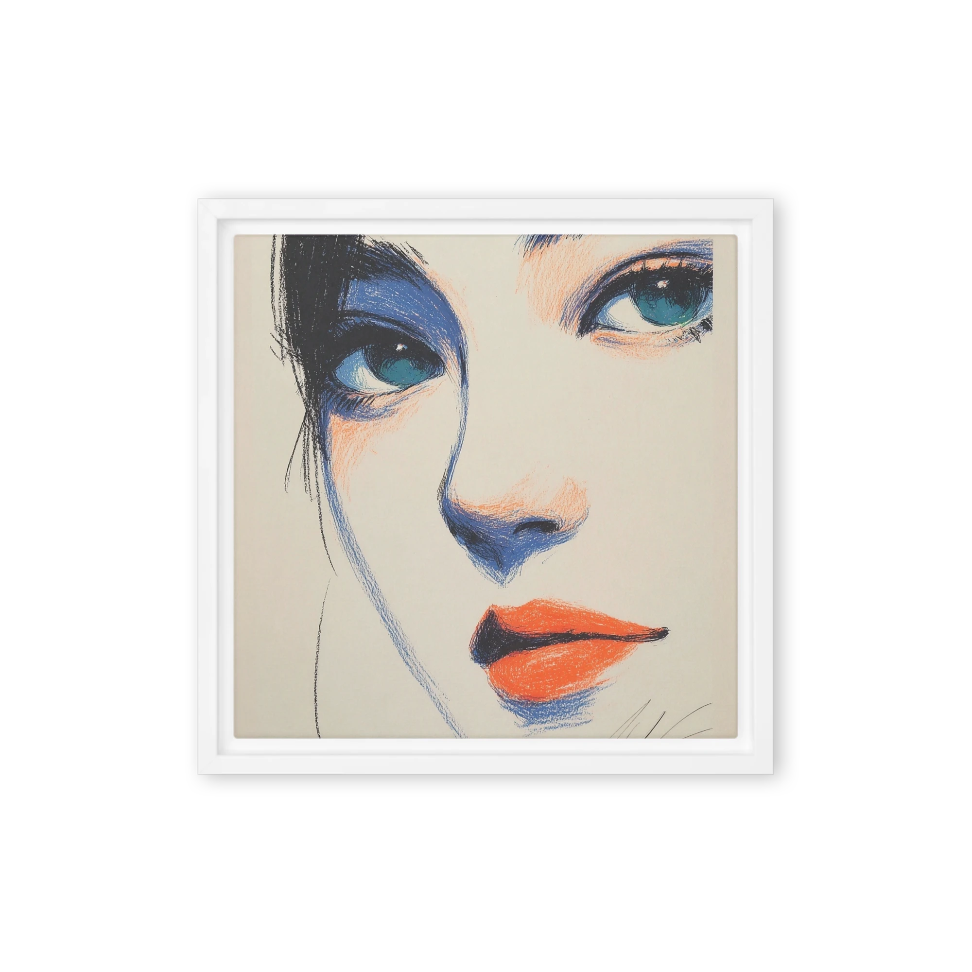 Cobalt and Coral Portrait | Art Print