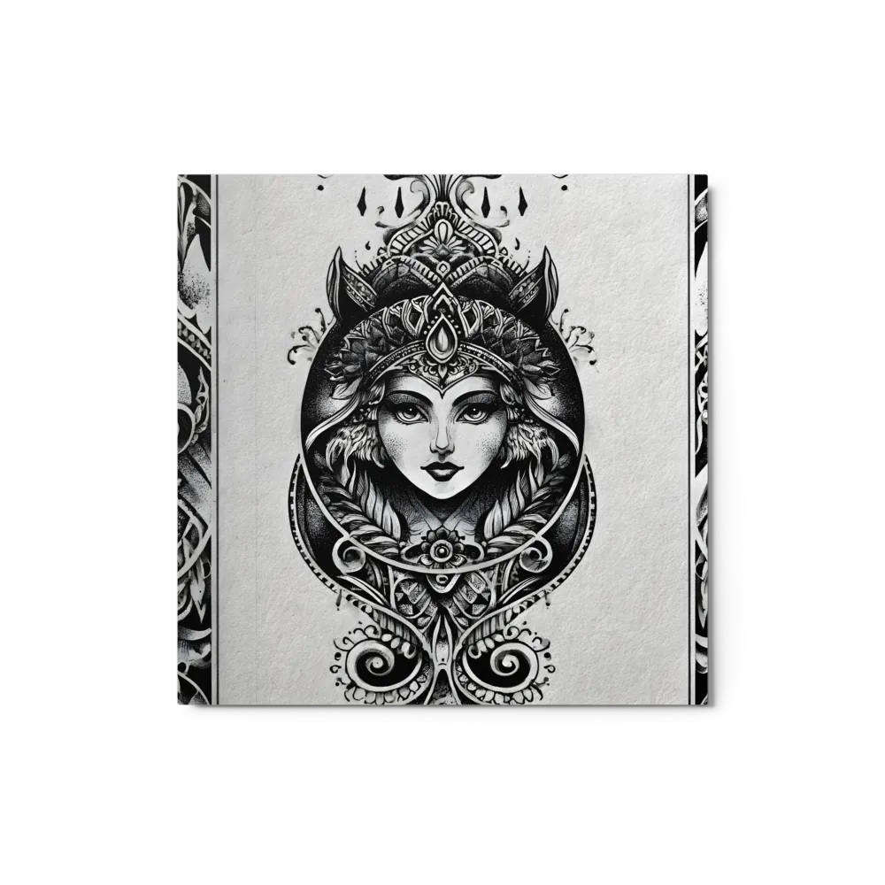 Art Nouveau Engraving of a Woman with Headdress