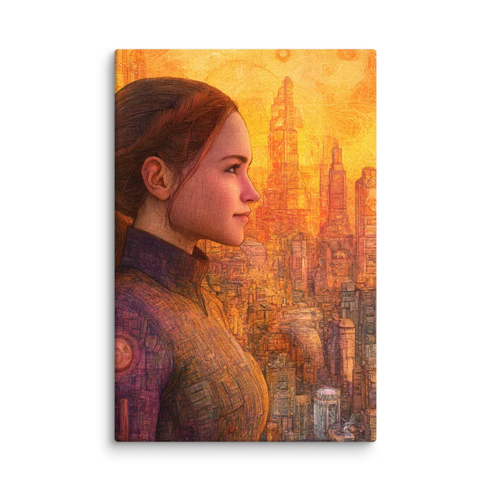 Future City Horizon 
 Canvas with White Frame