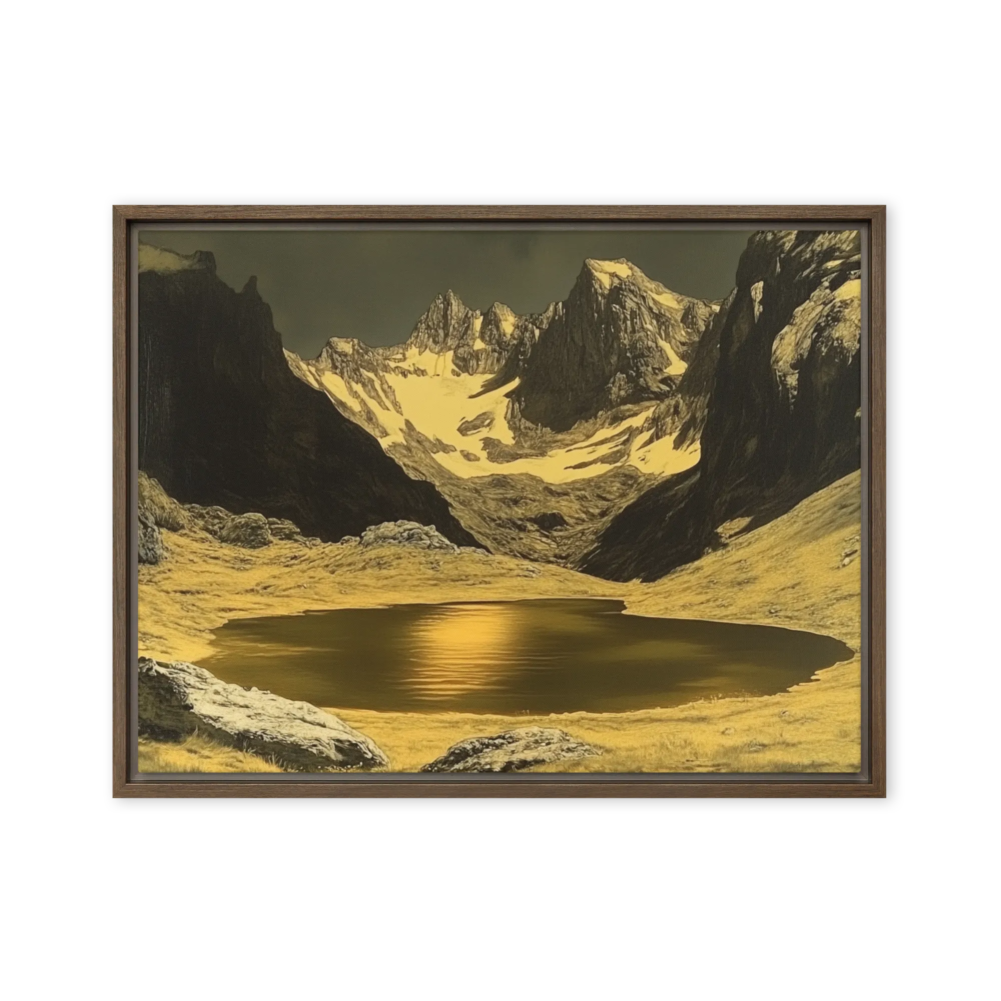 Golden Mountain Tarn 
 Canvas with White Frame