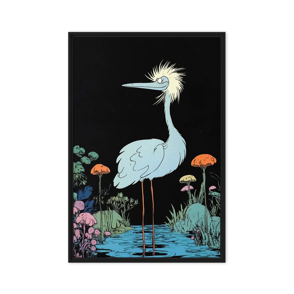 Whimsical Heron in the Marsh | Art Print
