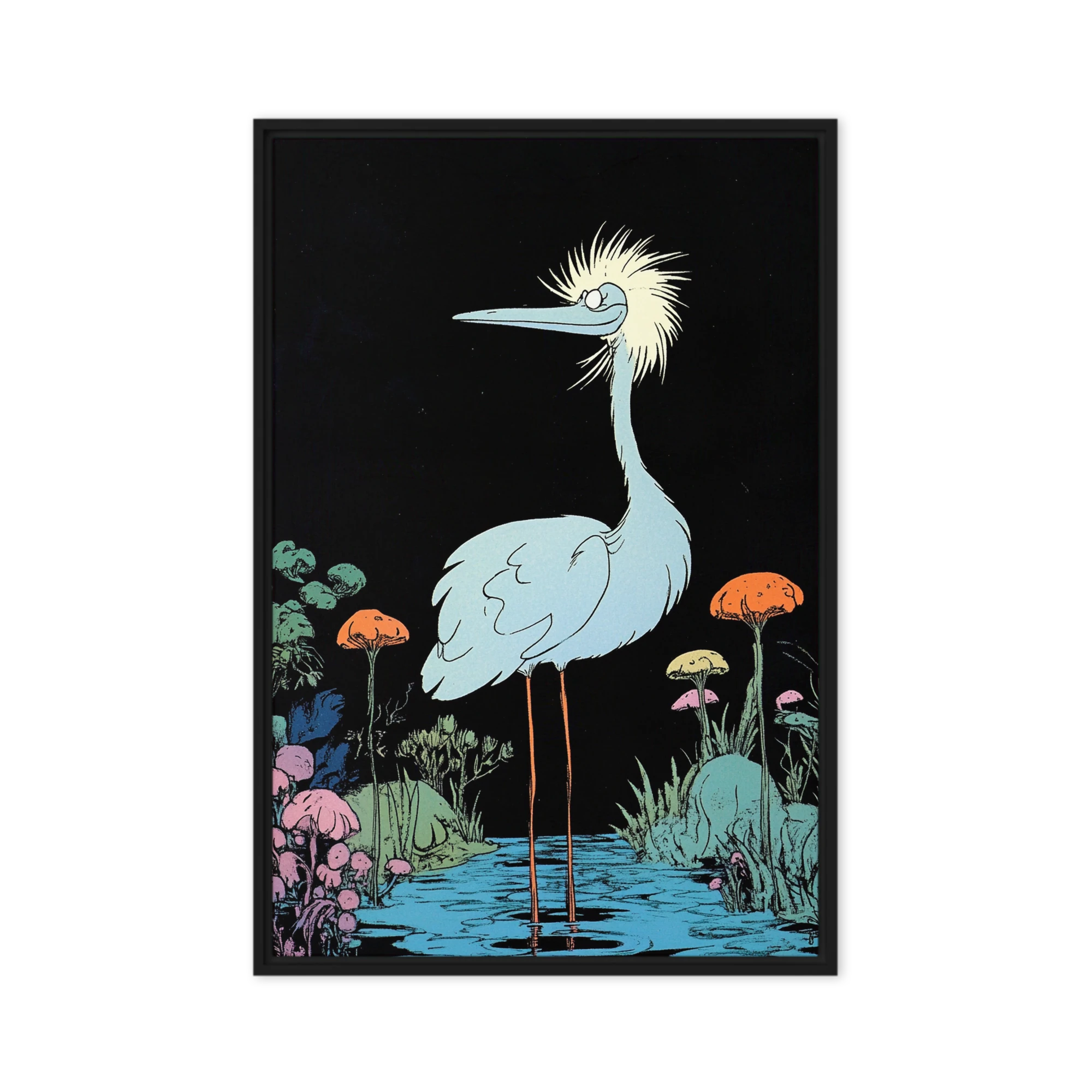 Whimsical Heron in the Marsh | Art Print