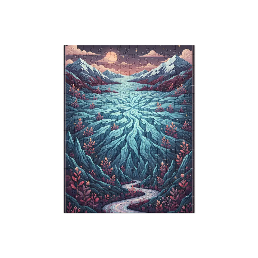 Moonlit Glacial Valley 
 Jigsaw Puzzle in Tin Box