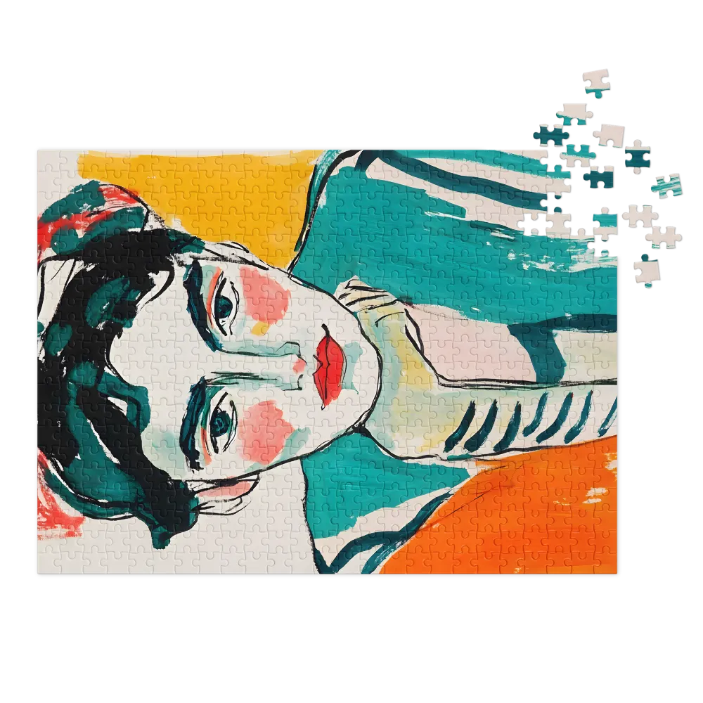 Expressive Pop Art Portrait 
 Jigsaw Puzzle in Tin Box