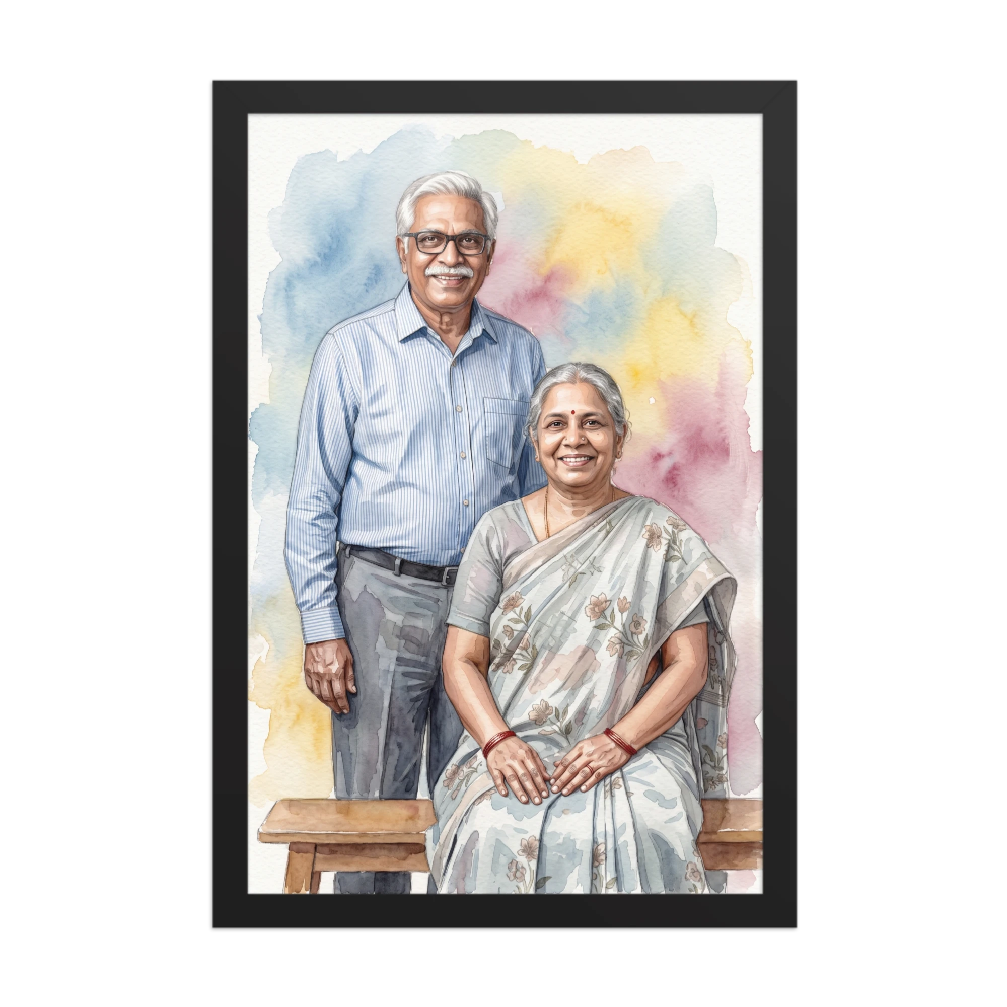 Watercolor Sketch Couple Portrait — example