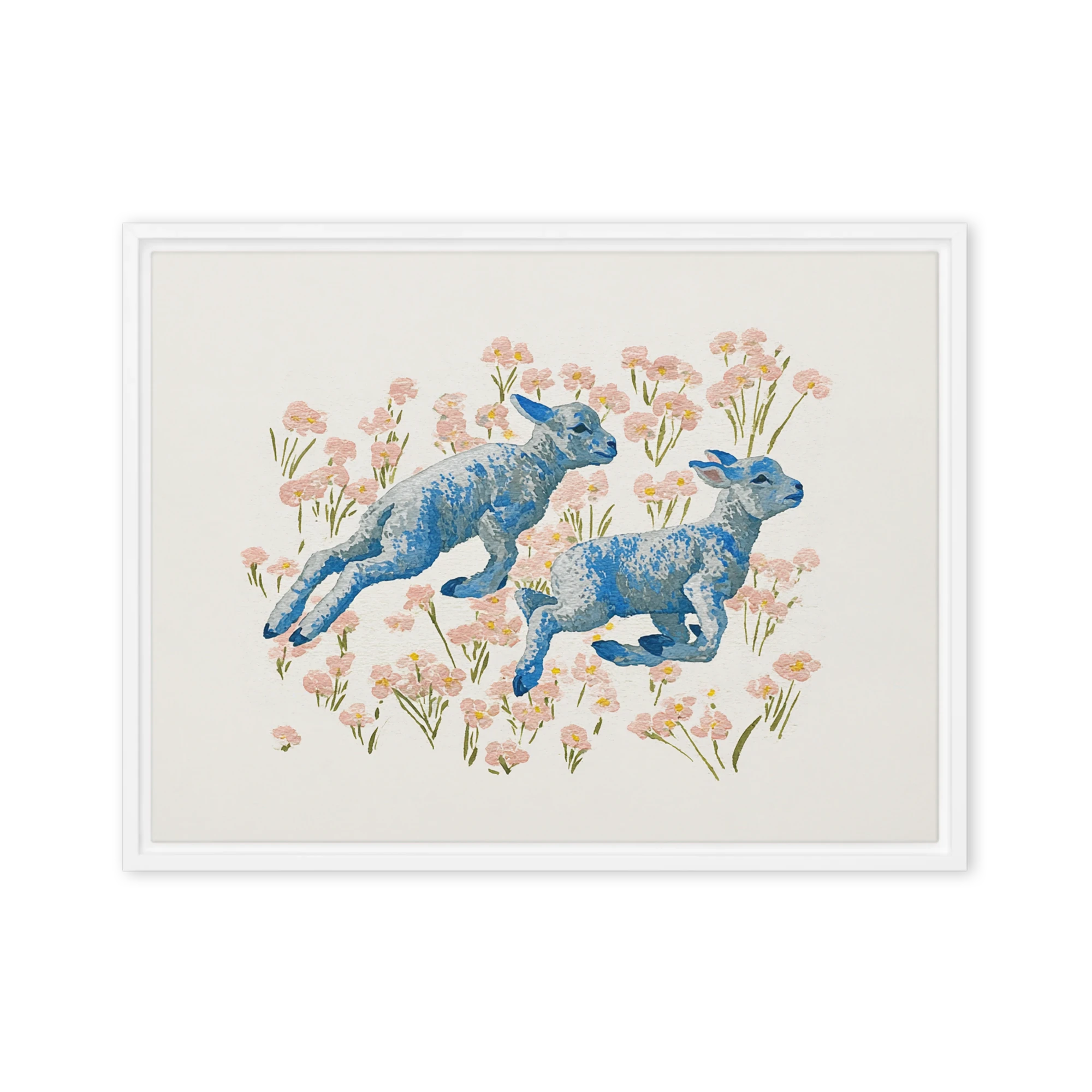 Playful Blue Lambs | Art Print
