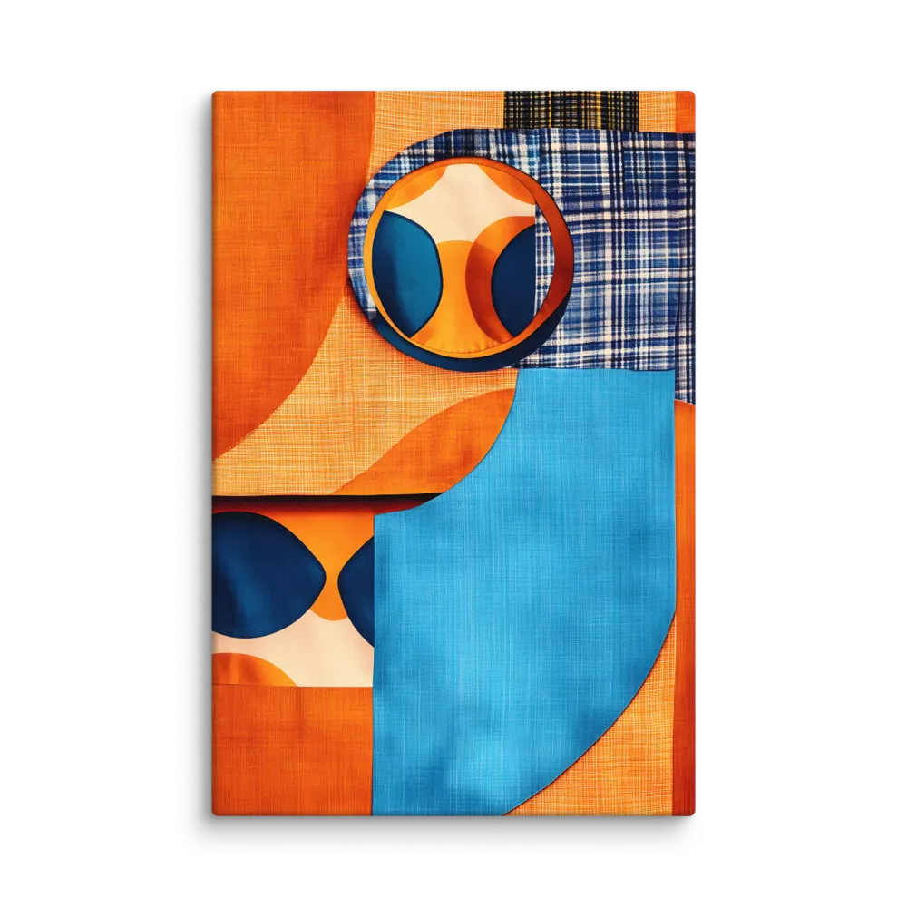 Geometric Fabric Layers 
 Canvas with White Frame