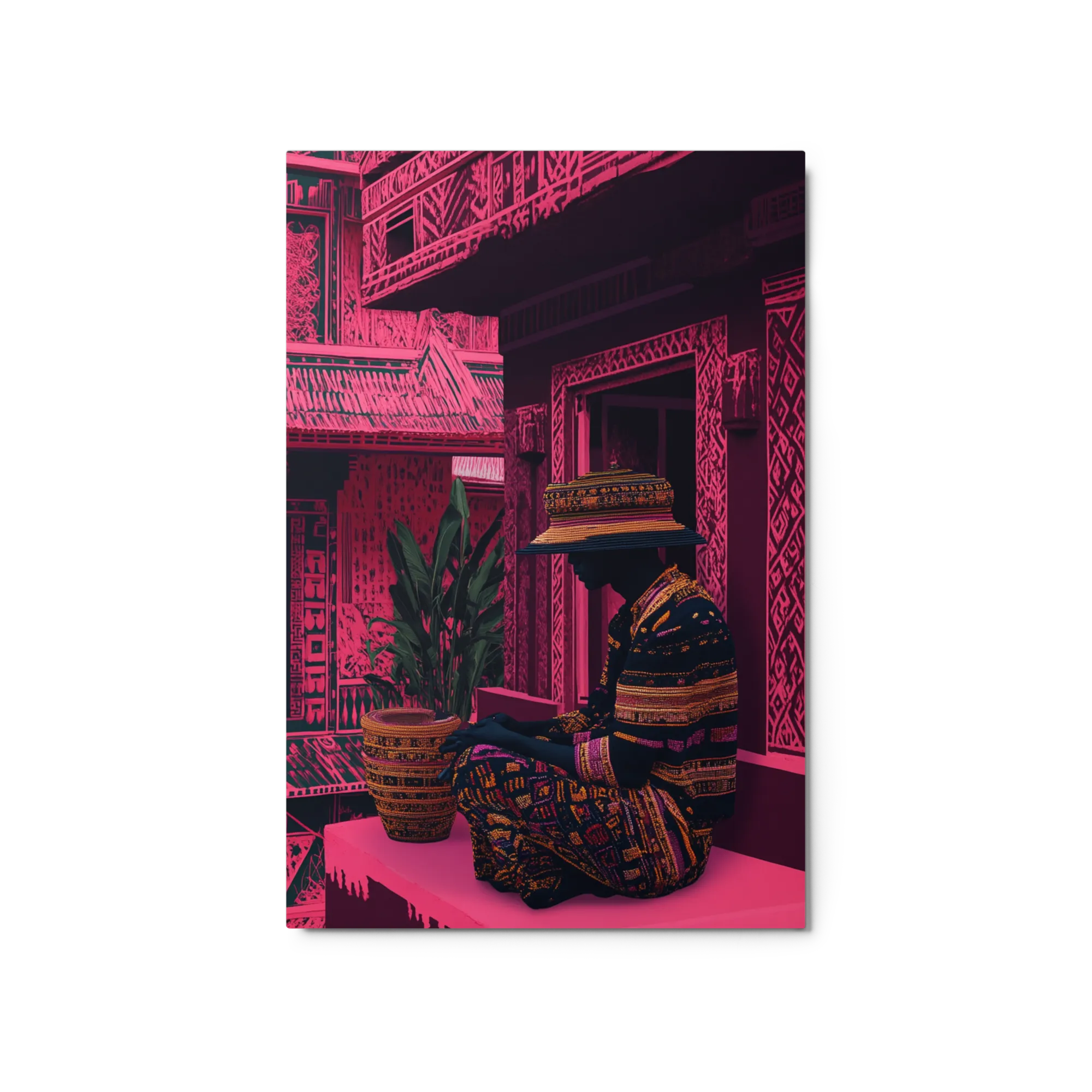 Digital Artwork of Seated Figure in Traditional Attire
