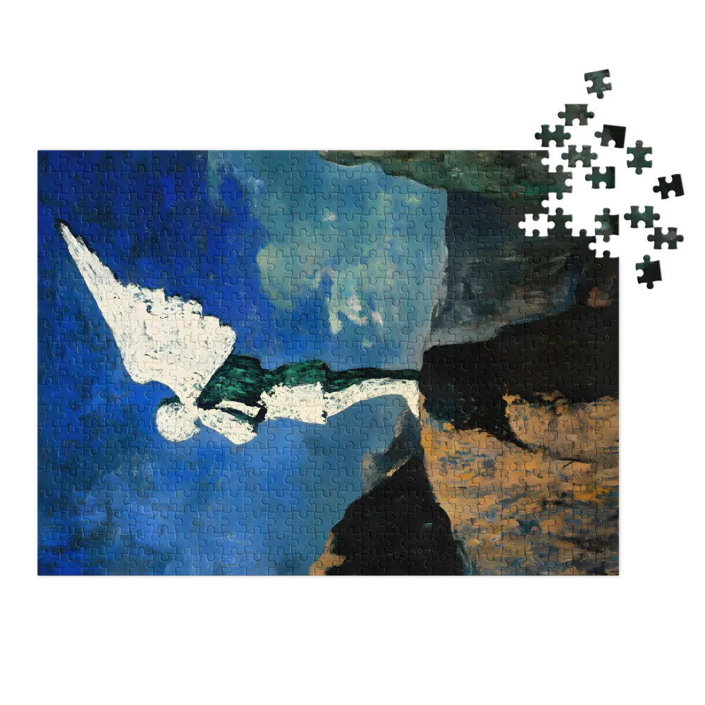 Angel Figure on Rocky Landscape