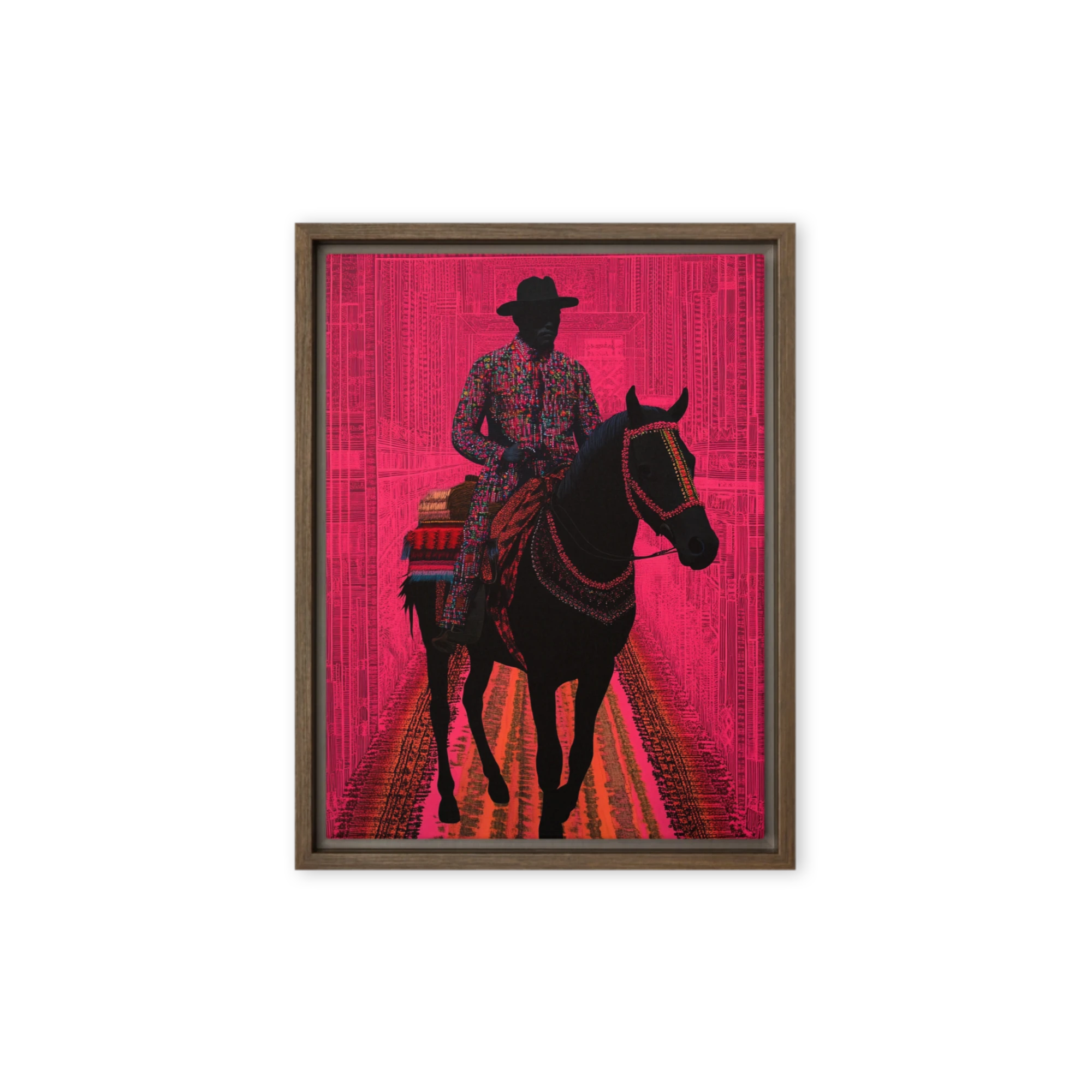 Man on Horse in Vibrant Outfit