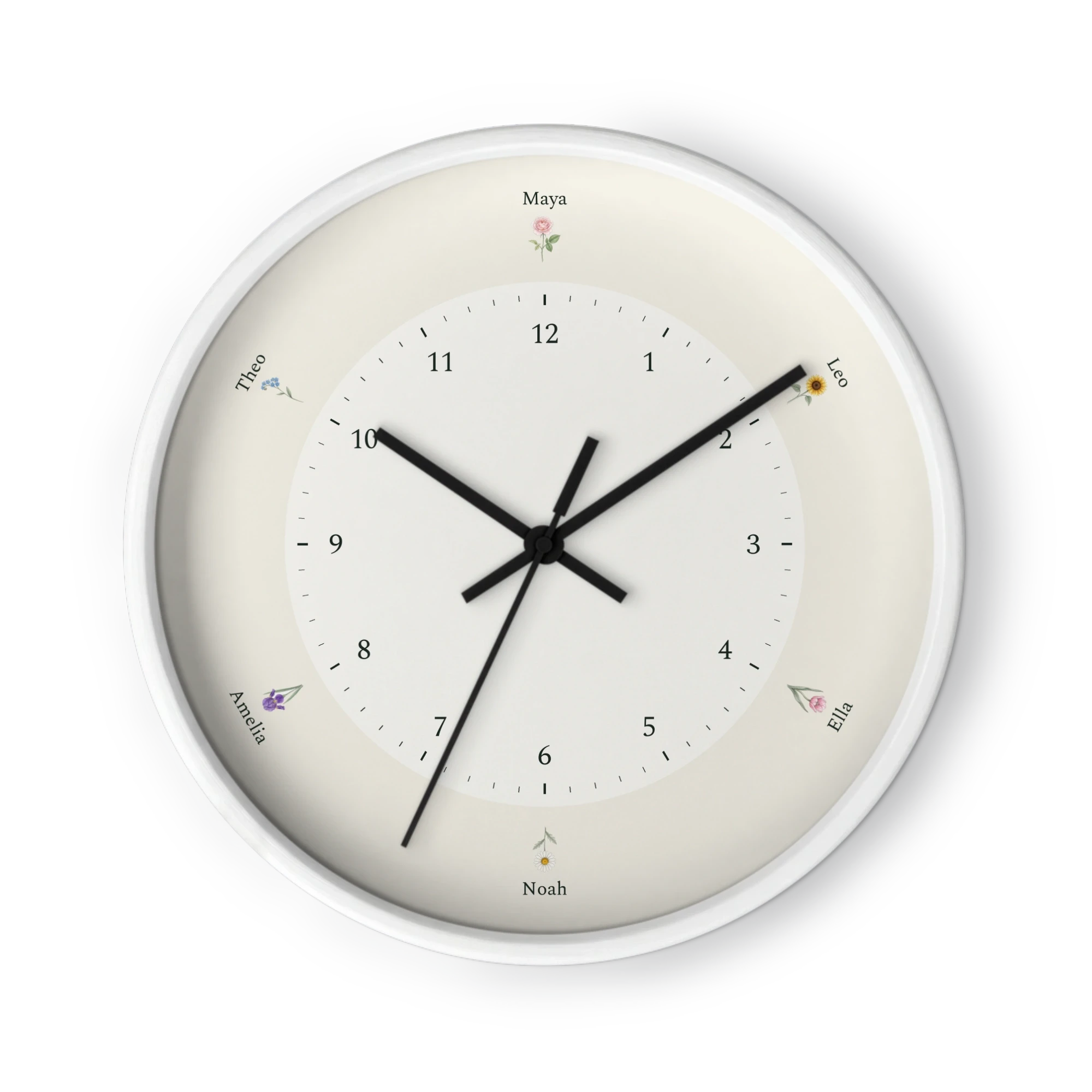Family Garden Clock — Botanical Wreath